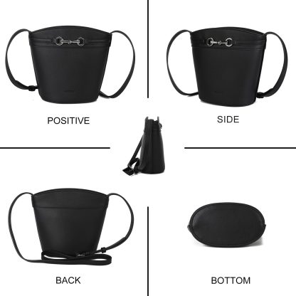 Fashionable and versatile black bucket crossbody bag - Image 6