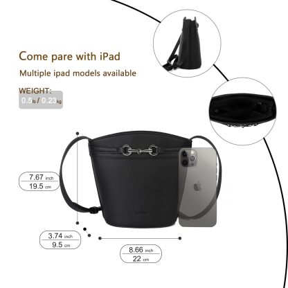 Fashionable and versatile black bucket crossbody bag - Image 4