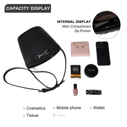 Fashionable and versatile black bucket crossbody bag - Image 3