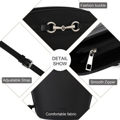 Fashionable and versatile black bucket crossbody bag - Image 2