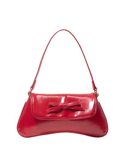 Patent Leather Charm Bow Underarm Bag