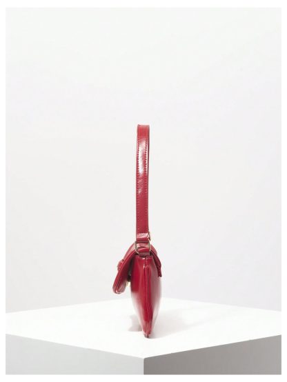 Patent Leather Charm Bow Underarm Bag - Image 5