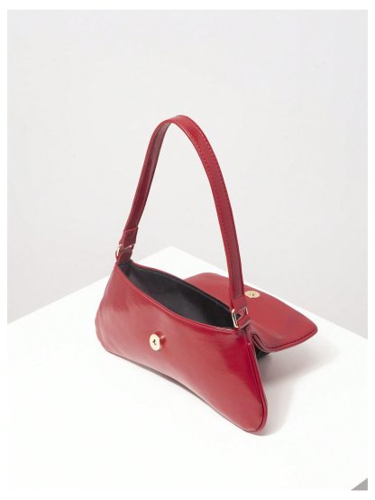 Patent Leather Charm Bow Underarm Bag - Image 3