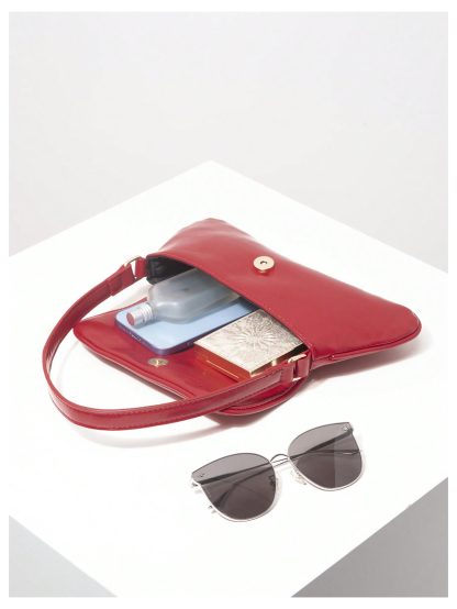 Patent Leather Charm Bow Underarm Bag - Image 2
