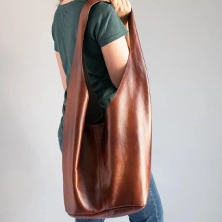 Handmade leather hobo bag