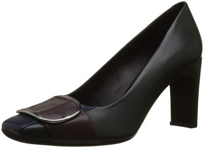 Women's color-block leather high heels