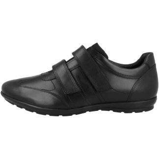 Men's black double-lace leather sneakers