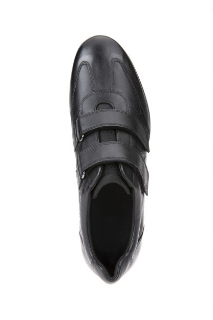 Men's black double-lace leather sneakers - Image 2