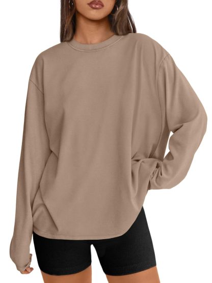 Women's beige loose long-sleeved top - Image 5