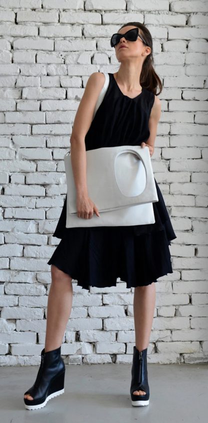 Minimalist white leather tote bag - Image 5