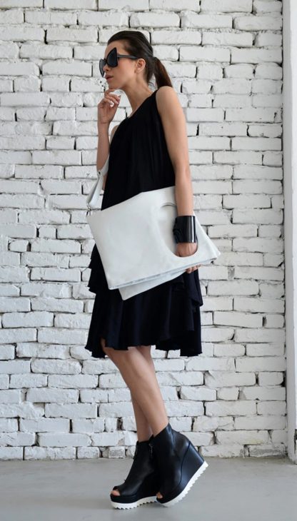 Minimalist white leather tote bag - Image 2