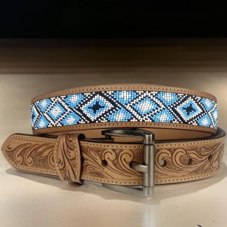 Vintage carved beaded belt