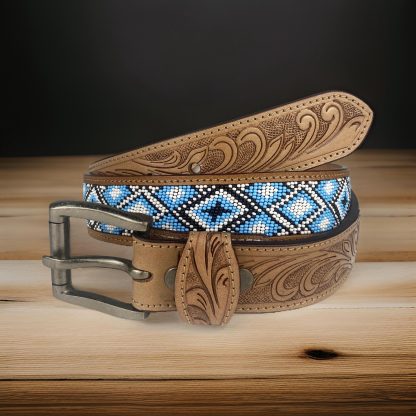 Vintage carved beaded belt - Image 5