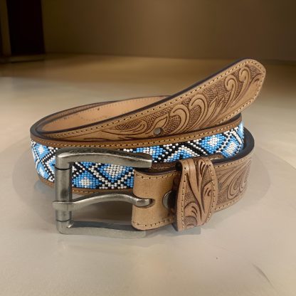 Vintage carved beaded belt - Image 2