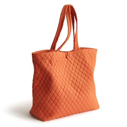 Diamond Quilted Warm Orange Tote Bag - Image 8