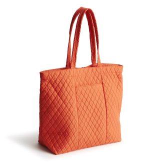 Diamond Quilted Warm Orange Tote Bag