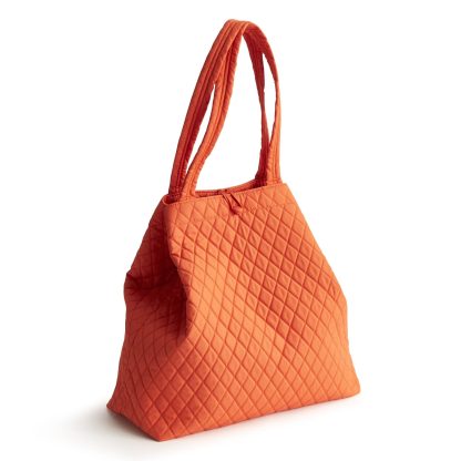 Diamond Quilted Warm Orange Tote Bag - Image 6