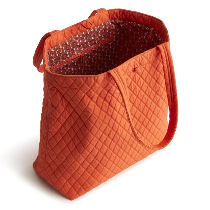 Diamond Quilted Warm Orange Tote Bag - Image 5