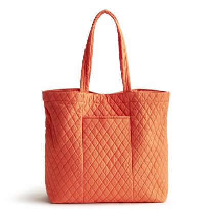 Diamond Quilted Warm Orange Tote Bag - Image 4