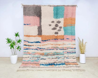 Contrast color geometric handmade carpet - Image 4