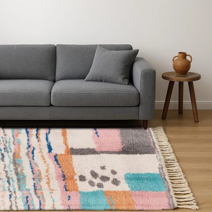 Contrast color geometric handmade carpet - Image 2