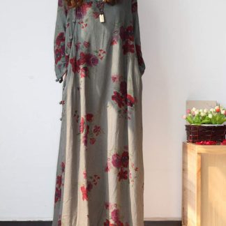 Cotton and linen printed long skirt
