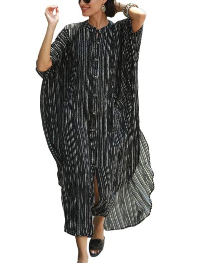 Striped textured loose robe dress - Image 6