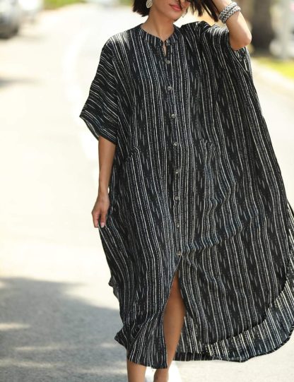 Striped textured loose robe dress - Image 2