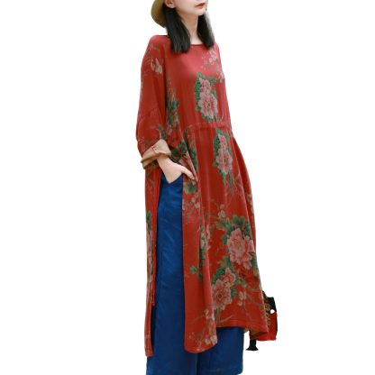 Vintage floral print mid-sleeve dress - Image 8