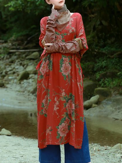 Vintage floral print mid-sleeve dress - Image 7