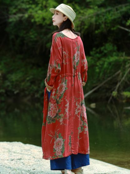 Vintage floral print mid-sleeve dress - Image 6