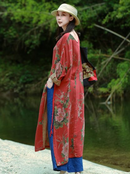 Vintage floral print mid-sleeve dress - Image 4