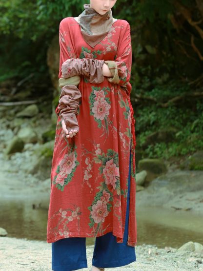 Vintage floral print mid-sleeve dress - Image 2