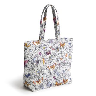 Butterfly and Floral Quilted Tote Bag