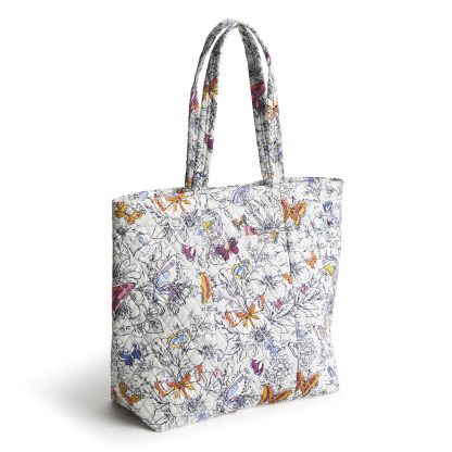 Butterfly and Floral Quilted Tote Bag