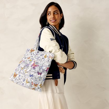 Butterfly and Floral Quilted Tote Bag - Image 2