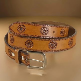 Hand-carved leather belt