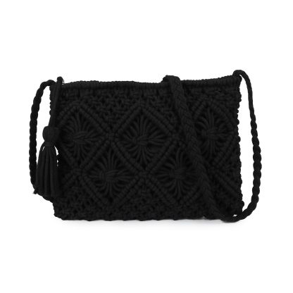 Black Hand-Woven Crossbody Bag