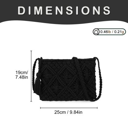 Black Hand-Woven Crossbody Bag - Image 5