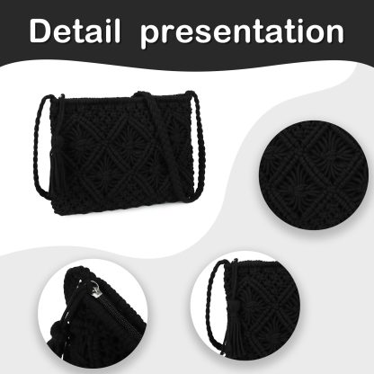 Black Hand-Woven Crossbody Bag - Image 3