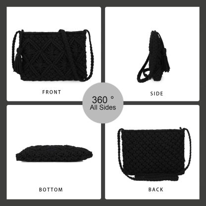 Black Hand-Woven Crossbody Bag - Image 2