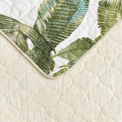 Tropical Green Leaf Print Three-Piece Bedspread Set - Image 2