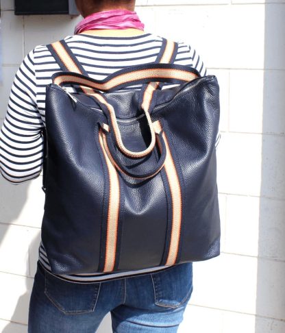 Handmade leather convertible tote backpack - Image 3