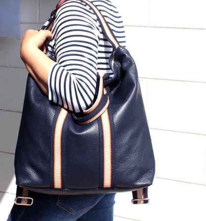 Handmade leather convertible tote backpack