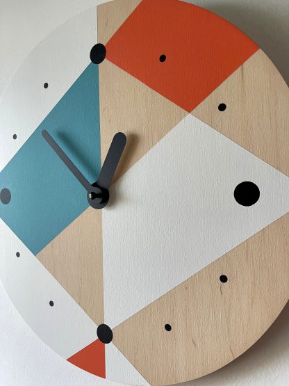 Geometric contrasting wooden wall clock - Image 3