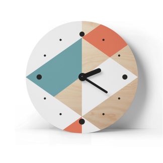 Geometric contrasting wooden wall clock