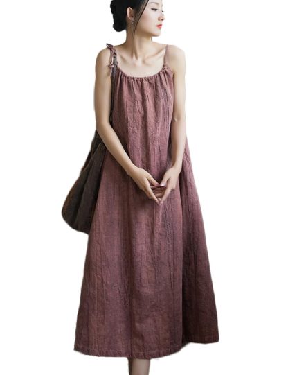 Distressed cotton and linen suspender skirt - Image 3