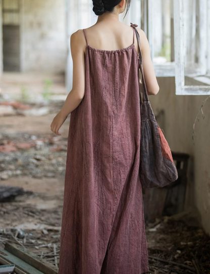 Distressed cotton and linen suspender skirt - Image 2