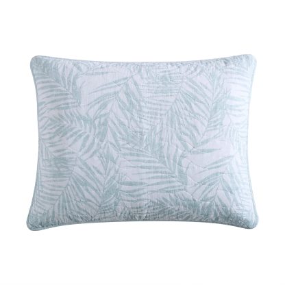 Light blue leaf pattern three-piece bed cover set - Image 6