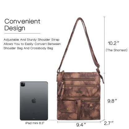 Vintage distressed multi-zip crossbody bag - Image 5